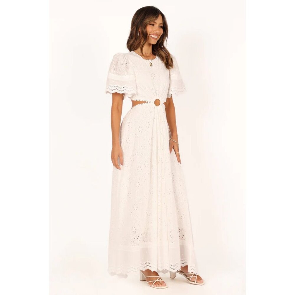 Petal & Pup White Merletto Cut Out Maxi Dress Eyelet Embroidery SZ S NWT - Picture 6 of 7